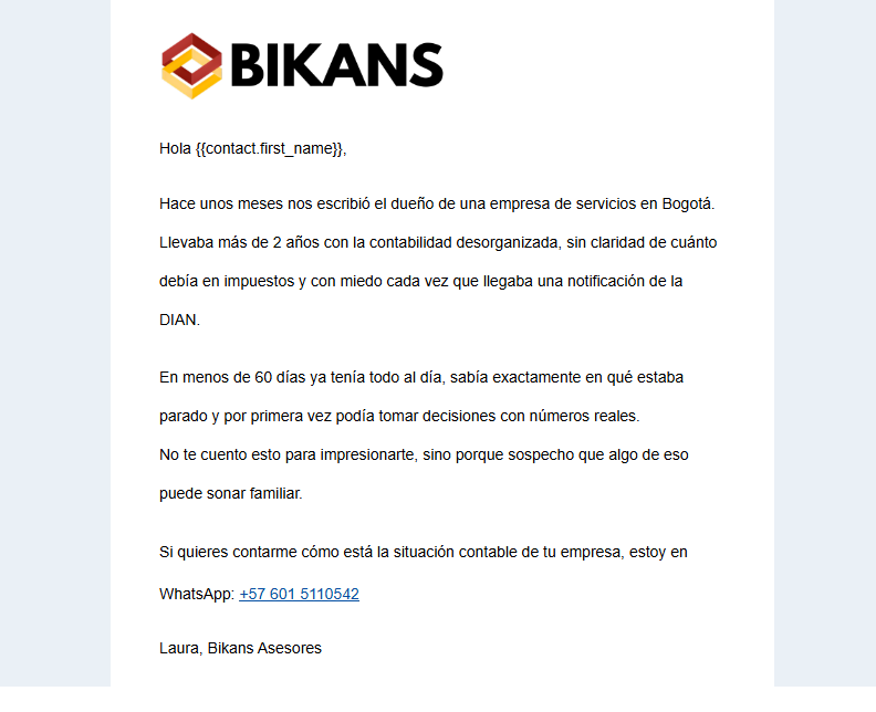 Email template example